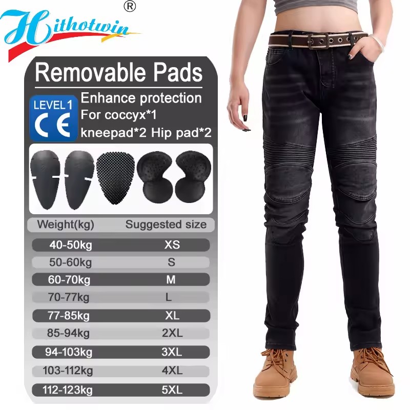 Motorcycle Gear Women Pants - Dames motorfiets jeans zwart offroad rijbroek