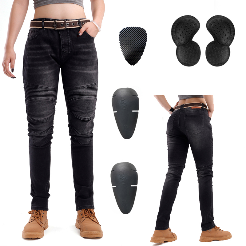 Motorcycle Gear Women Pants - Dames zwarte offroad motorfiets jeans crossmotor